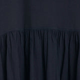 black crane new easy dress sumi black cotton gauze detail gathered waist seam texture