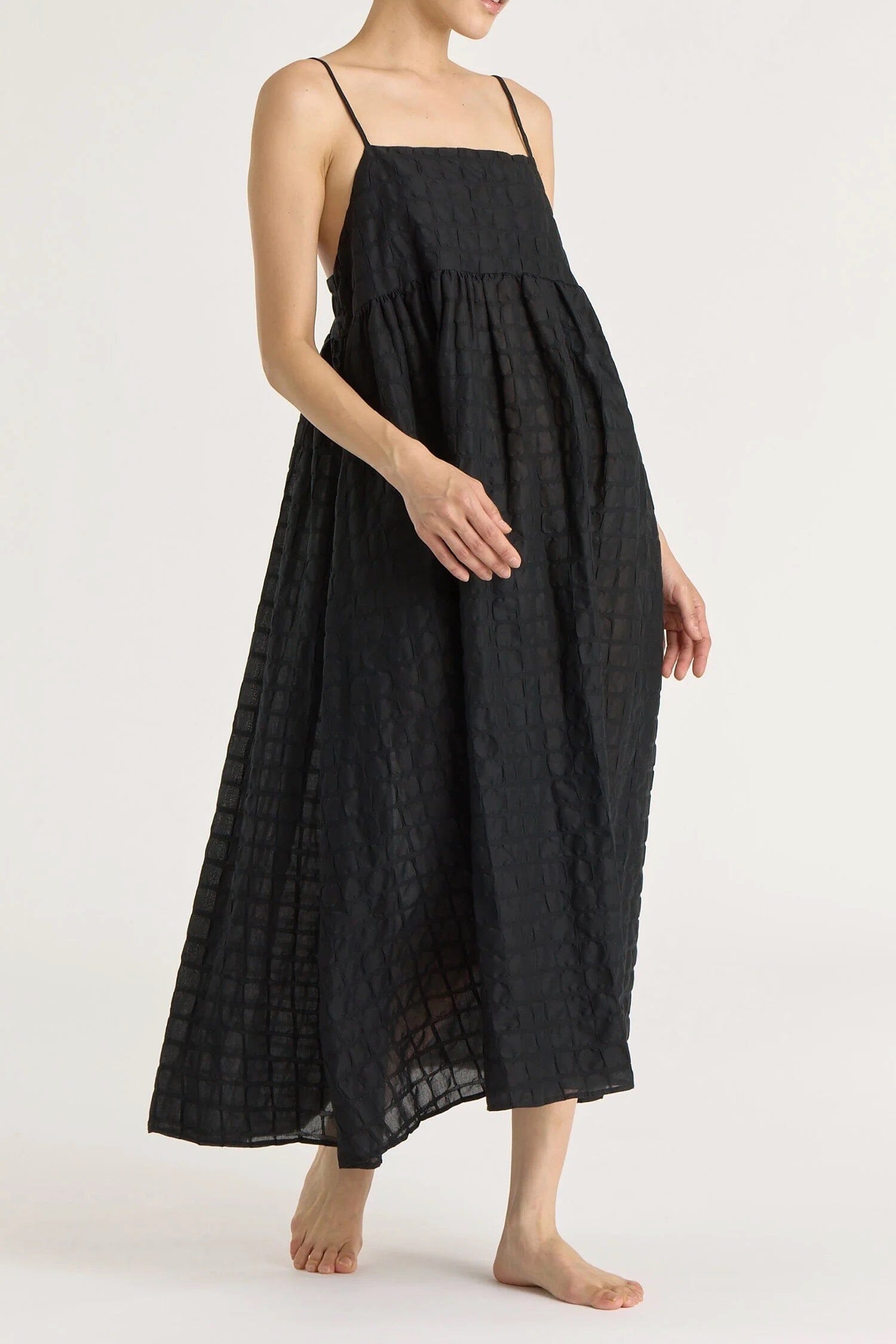 Black Crane | Ripple Finish Strap Dress In Black - SHOP YUCCA Dresses BLACK CRANE - YUCCA 
