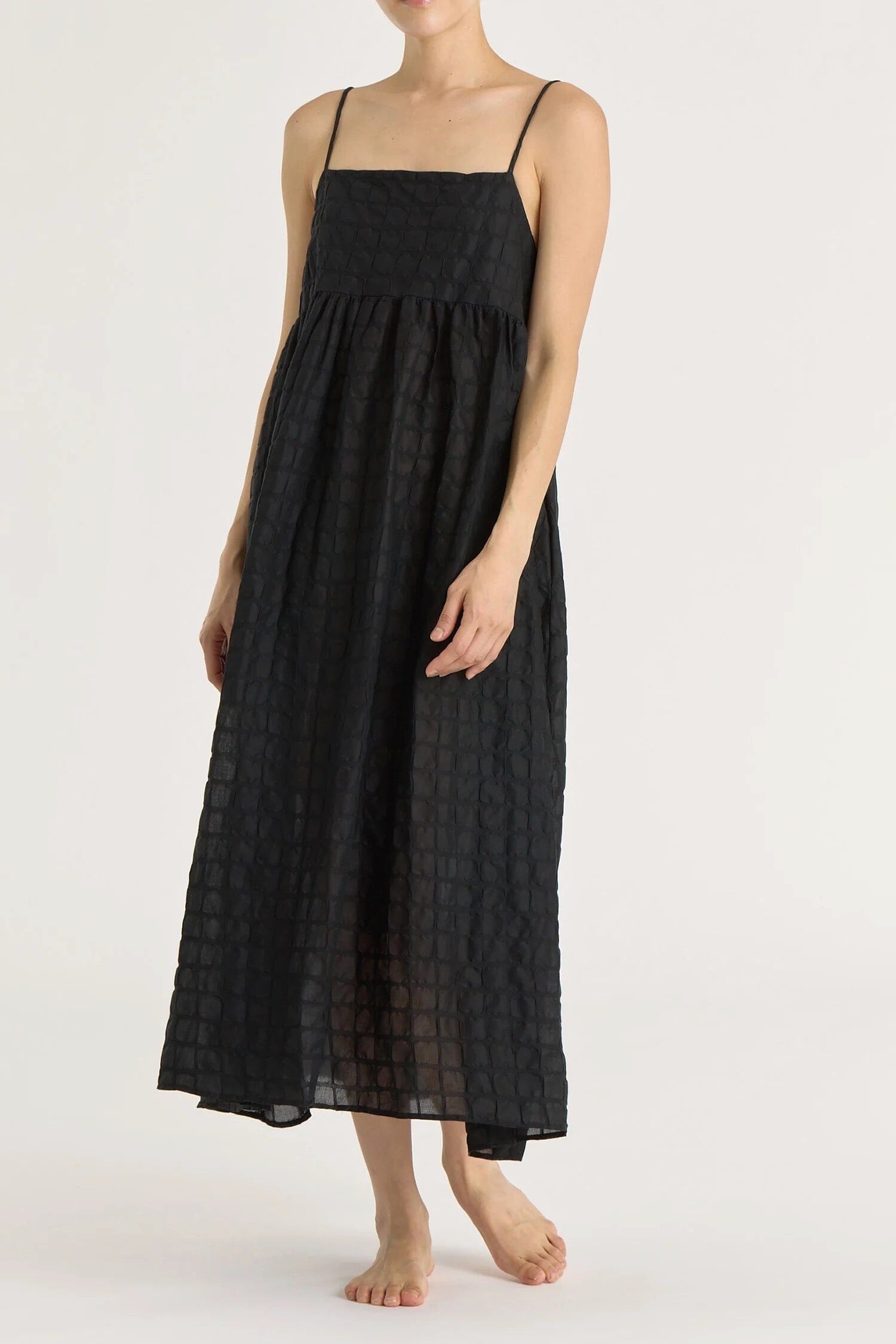 Black Crane | Ripple Finish Strap Dress In Black - SHOP YUCCA Dresses BLACK CRANE - YUCCA 