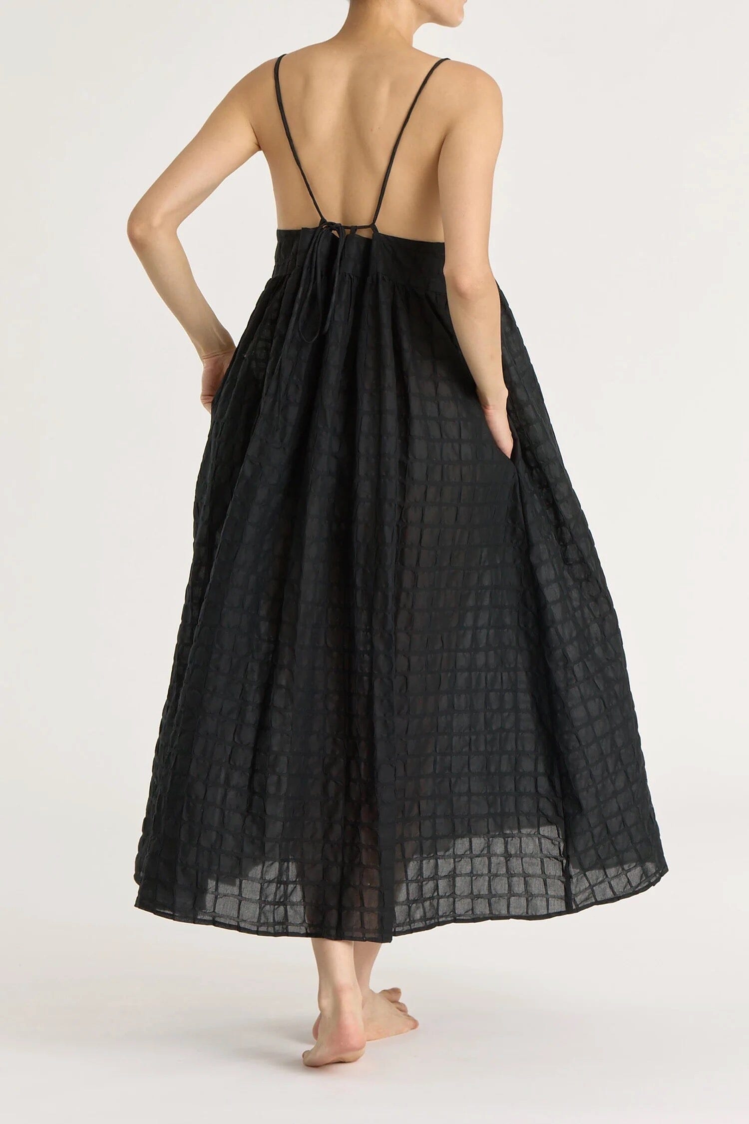 Black Crane | Ripple Finish Strap Dress In Black - SHOP YUCCA Dresses BLACK CRANE - YUCCA 
