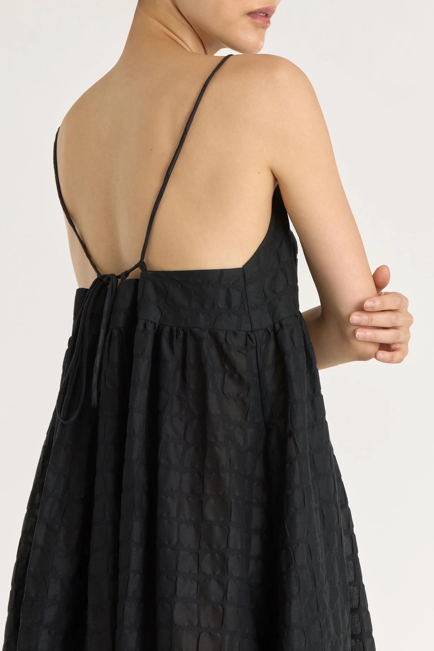 Black Crane | Ripple Finish Strap Dress In Black - SHOP YUCCA Dresses BLACK CRANE - YUCCA 