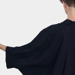 Black Crane spoon jacket midnight sleeve detail wide cuff draped silhouette