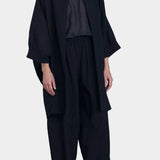 Black Crane spoon jacket midnight oversized cotton jacket balloon sleeve front view