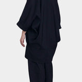 Black Crane spoon jacket midnight back view voluminous shape relaxed structure