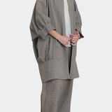 Black Crane spoon jacket p grey oversized cotton jacket balloon sleeve front view