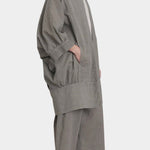Black Crane spoon jacket p grey side view oversized silhouette wide sleeve drape