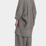 Black Crane spoon jacket p grey back view relaxed fit voluminous shape