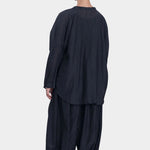 square shirt womens faded black silk cotton oversized top black crane back detail