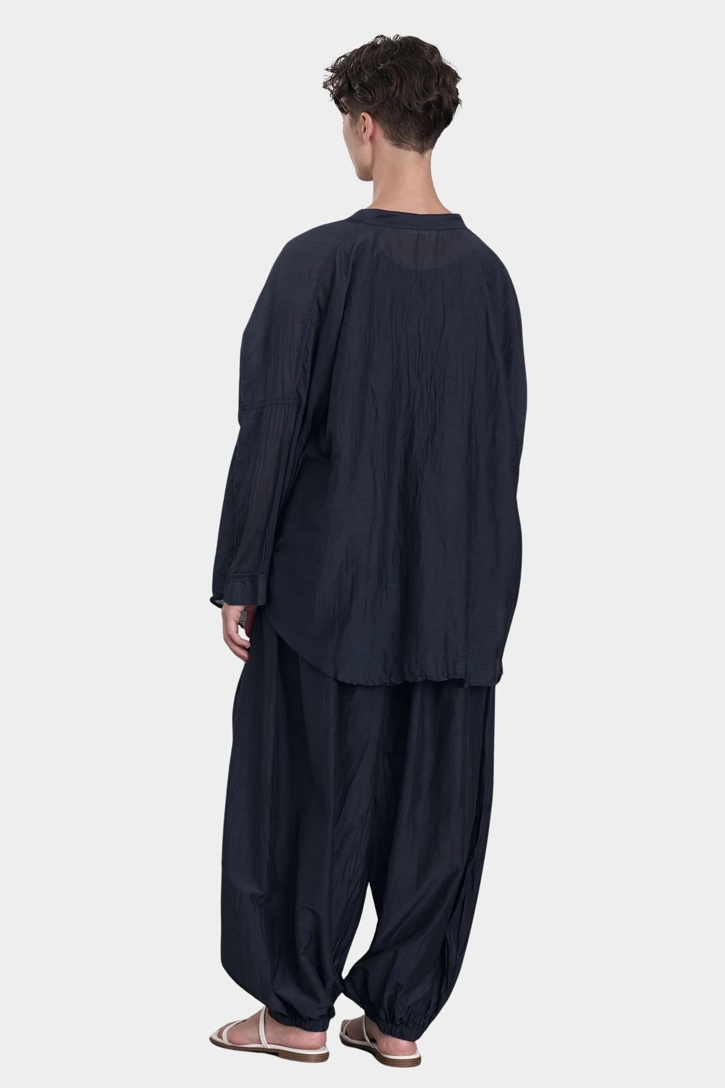 square shirt womens faded black silk cotton oversized top black crane back detail