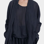 square shirt womens faded black silk cotton oversized top black crane sleeve detail
