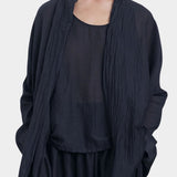 square shirt womens faded black silk cotton oversized top black crane sleeve detail