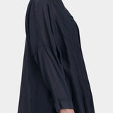 square shirt womens faded black silk cotton oversized top black crane neckline detail