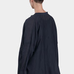 square shirt womens faded black silk cotton oversized top black crane back view