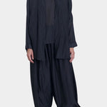 square shirt womens faded black silk cotton oversized top black crane front view