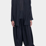 square shirt womens faded black silk cotton oversized top black crane front view