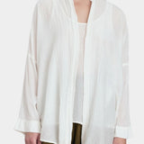 square shirt womens ivory sheer cotton silk oversized top black crane front mid view