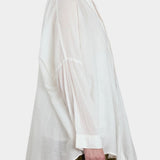 square shirt womens ivory sheer cotton silk oversized top black crane side view