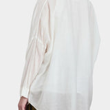square shirt womens ivory sheer cotton silk oversized top black crane back view