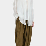 square shirt womens ivory sheer cotton silk oversized top black crane angled front full view