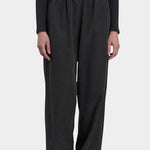 Black Crane Straight Pants Black front view with elastic waist and fluid full length leg at YUCCA Denver