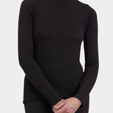 Black Crane Turtle Neck Long Sleeve Black front view showing minimalist fitted layering top at YUCCA Denver
