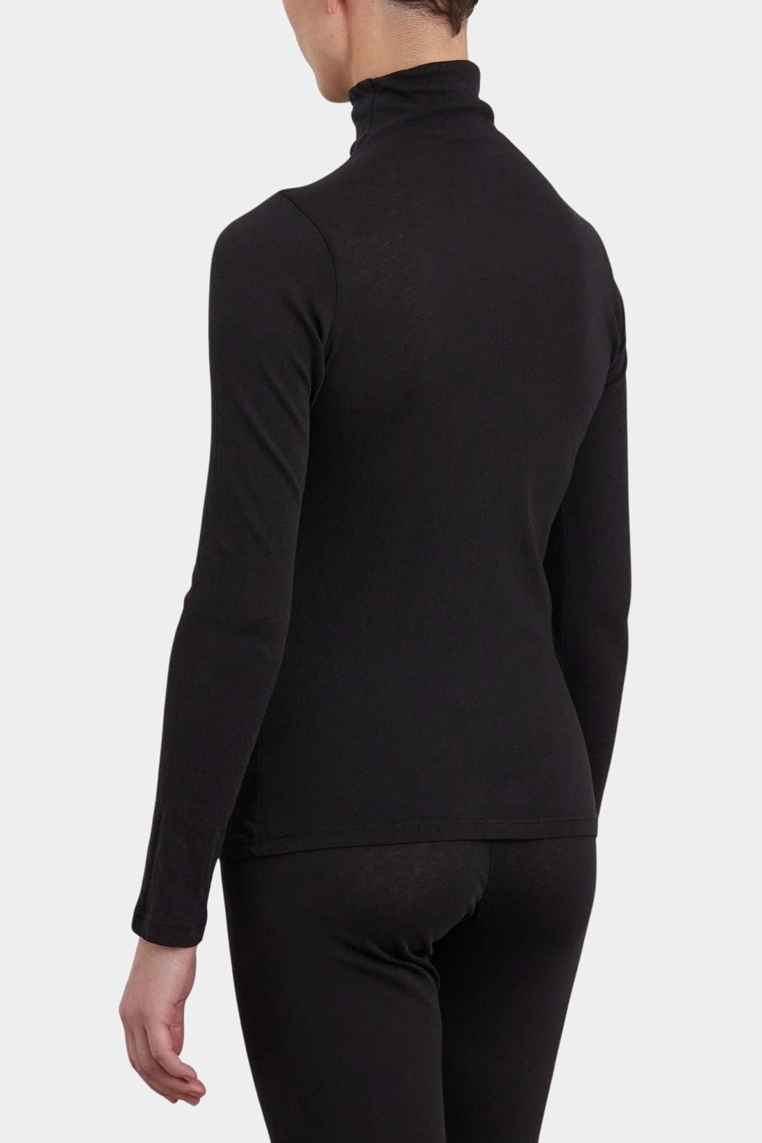 Black Crane Turtle Neck Long Sleeve Black back view showing streamlined fitted silhouette