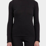 Black Crane Turtle Neck Long Sleeve Black front view showing fitted turtleneck and long sleeves