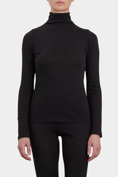Black Crane Turtle Neck Long Sleeve Black front view showing fitted turtleneck and long sleeves