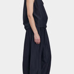 Black Crane faded black twisted tank top detail of shoulder knot and gathered fabric