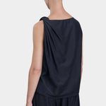 Black Crane faded black sleeveless cotton tank top back view with soft drape