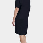 Black Crane v neck dress midnight back view relaxed fit clean silhouette
