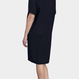 Black Crane v neck dress midnight back view relaxed fit clean silhouette