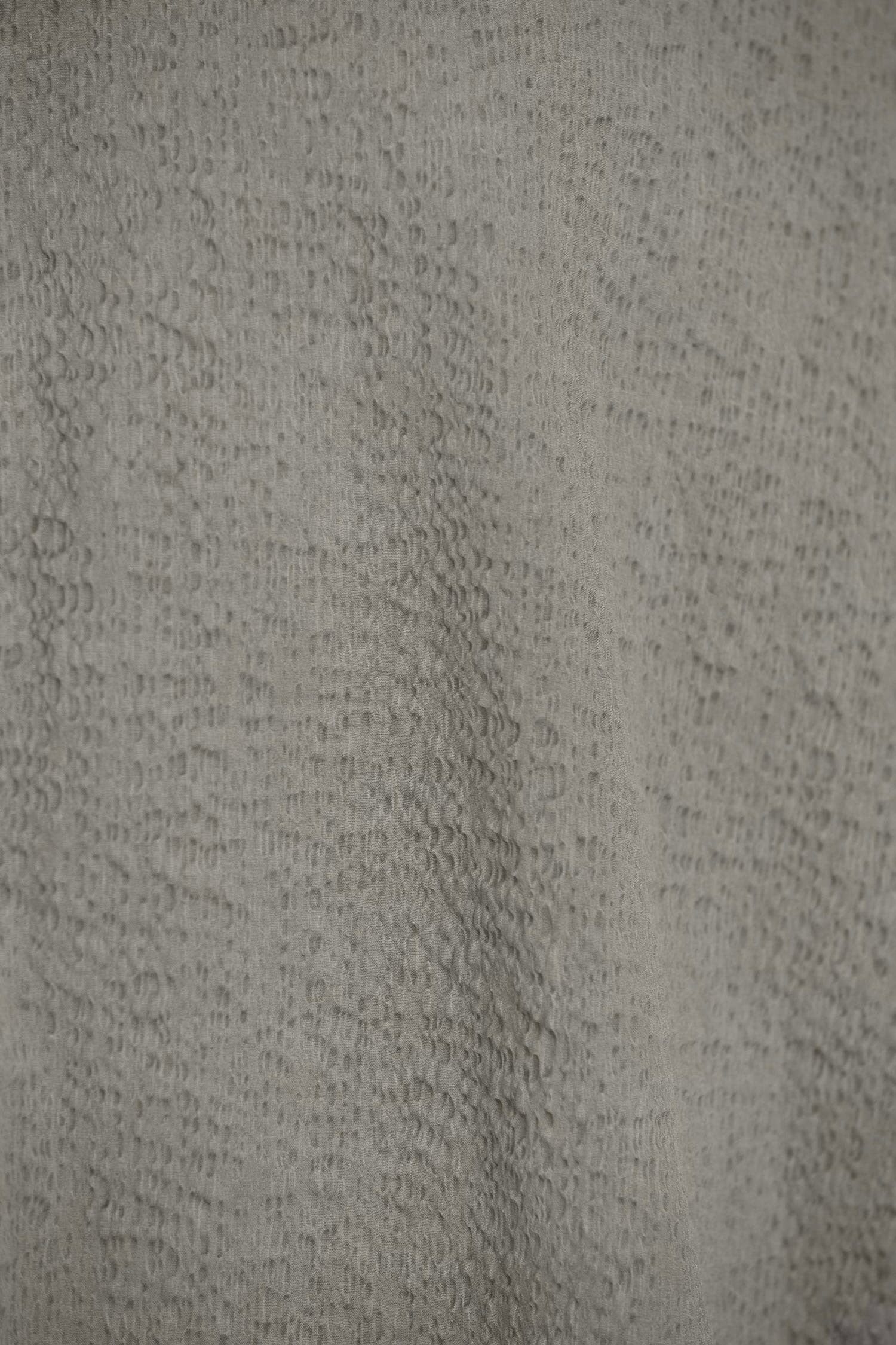 Black Crane v neck dress p grey japanese cotton fabric texture ripple weave detail
