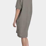 Black Crane v neck dress p grey back view relaxed fit clean silhouette
