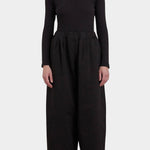 Black Crane Wide Pants Black full front view styled with black turtleneck at YUCCA Denver