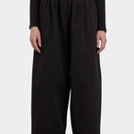 Black Crane Wide Pants Black front detail with elastic waist and softly pleated wide leg