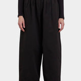 Black Crane Wide Pants Black front detail with elastic waist and softly pleated wide leg
