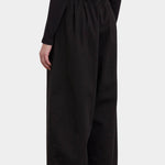 Black Crane Wide Pants Black back detail with gathered elastic waistband and wide silhouette