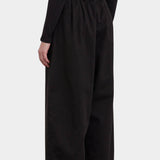 Black Crane Wide Pants Black back detail with gathered elastic waistband and wide silhouette