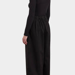 Black Crane Wide Pants Black back view with elastic waist and cropped wide leg