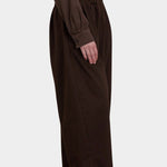 Black Crane Wide Pants Dk. Cacao side view showing cropped length and relaxed silhouette