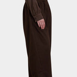 Black Crane Wide Pants Dk. Cacao side view showing cropped length and relaxed silhouette