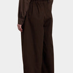 Black Crane Wide Pants Dk. Cacao back detail showing gathered elastic waist and relaxed leg