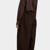 Black Crane Wide Pants Dk. Cacao back view with elastic waist and cropped wide leg