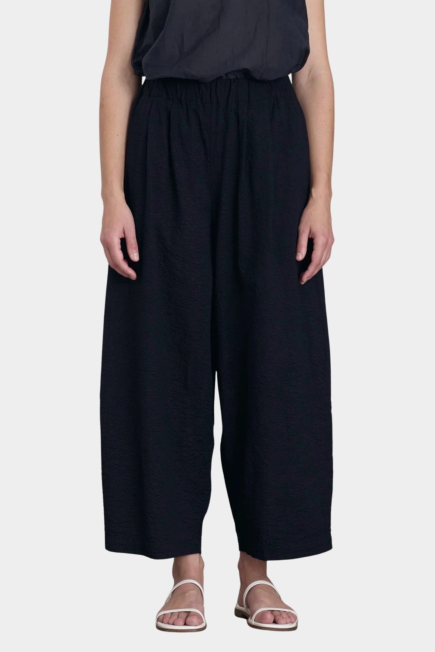 Black Crane wide pants midnight full body relaxed fit wide leg silhouette