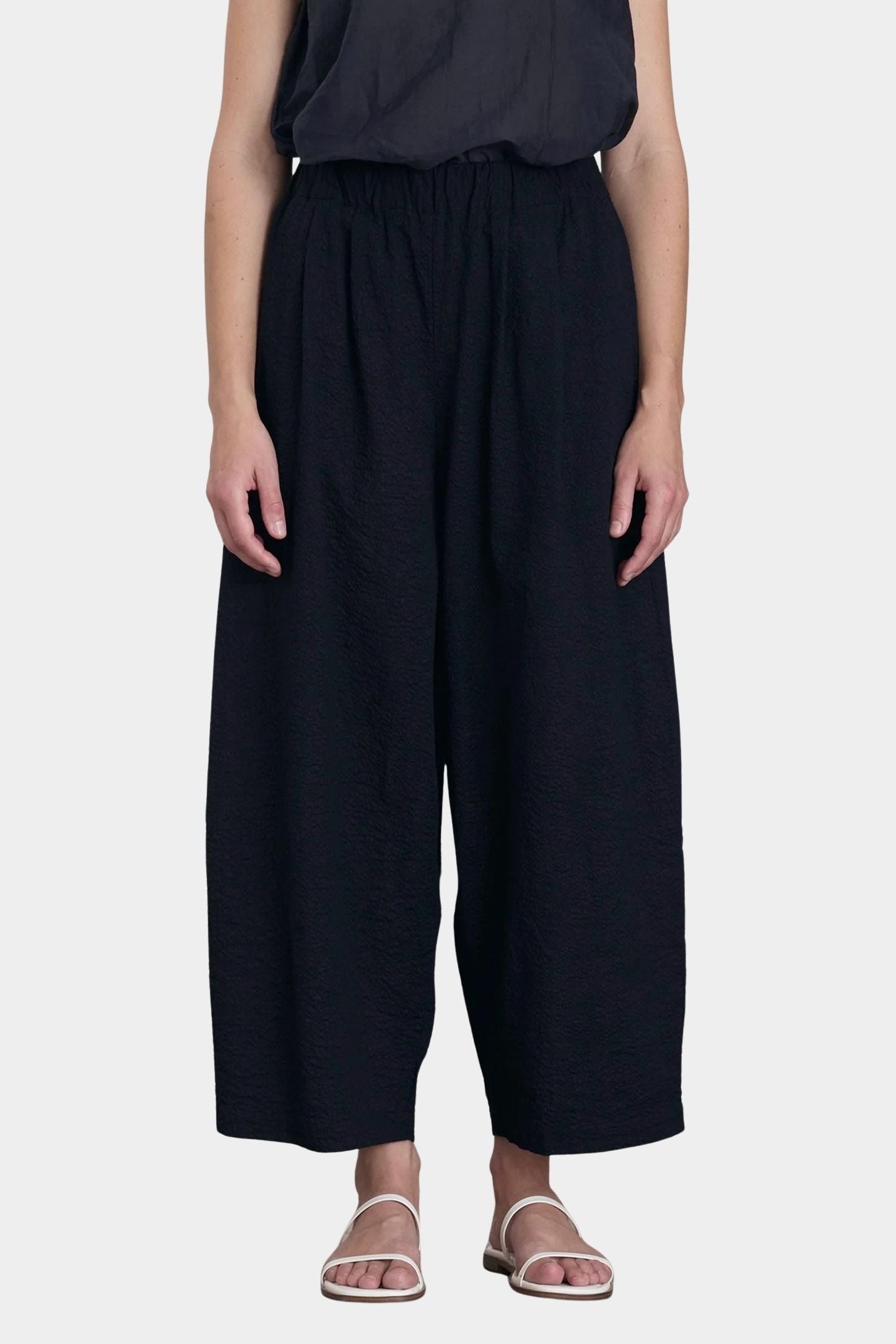 Black Crane wide pants midnight full body relaxed fit wide leg silhouette