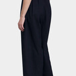 Black Crane wide pants midnight angled view elastic waistband volume shape