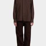 Black Crane Work Shirt Dk. Cacao full front view styled with tonal pants