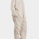 Black Crane Work Shirt Natural three quarter view styled with tonal utility pants