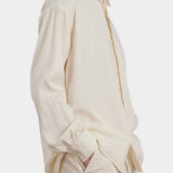 Black Crane Work Shirt Natural side detail showing soft drape, long sleeves and button cuffs